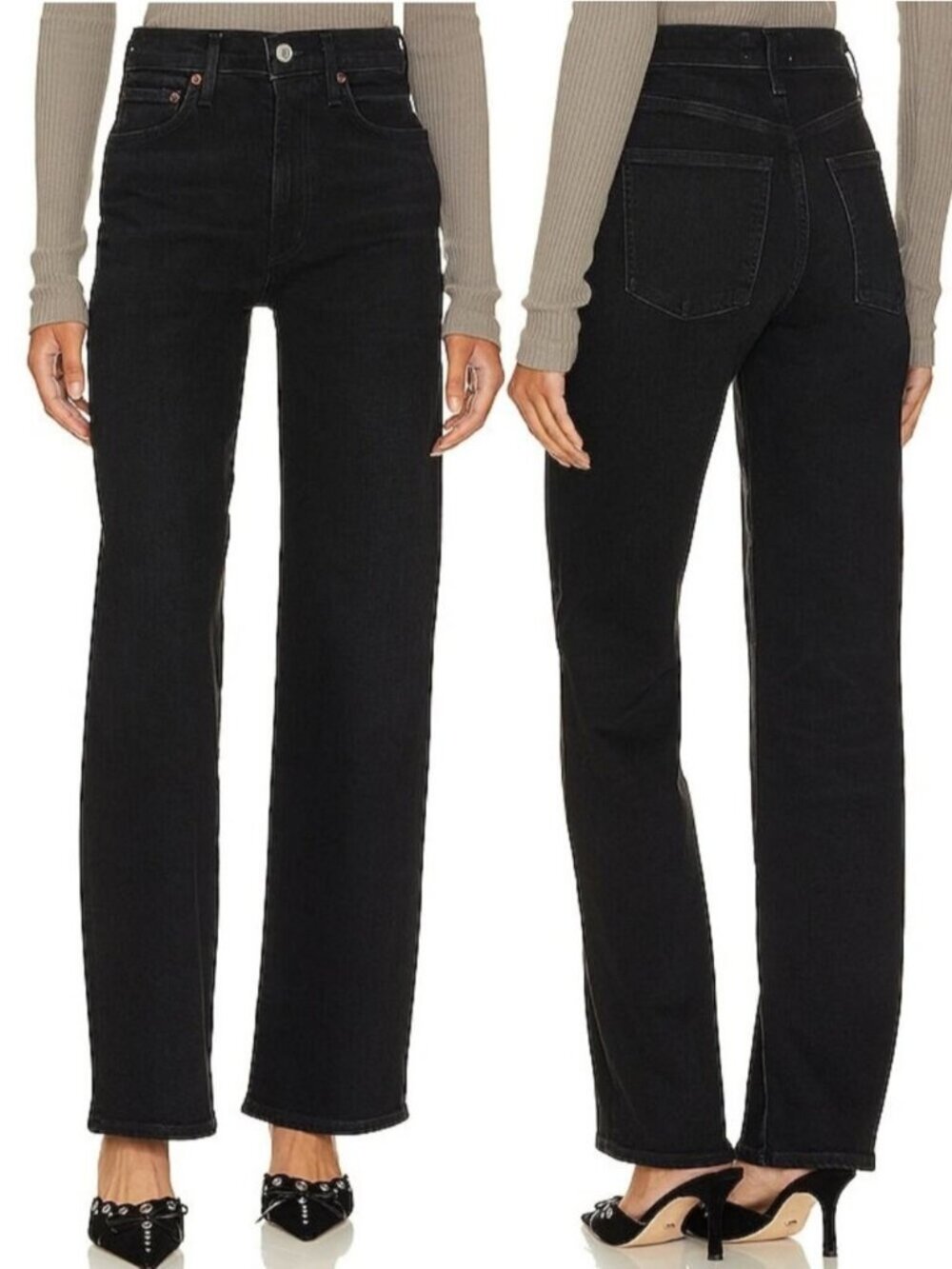AGOLDE Harper Mid Rise Wide Straight Jeans Size 24 In Hush